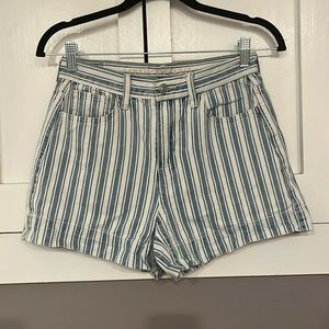Striped denim shorts